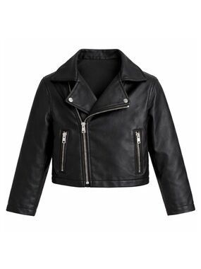 Size‎ M Silver Jeans Co Girls Black Vegan Leather Moto Jacket Biker
